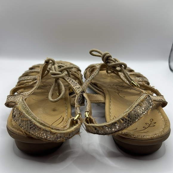 Naturalizer WHIMSY Ghillie Sandals Flat Snakeskin Beige Gold Size 9 - Picture 9 of 12